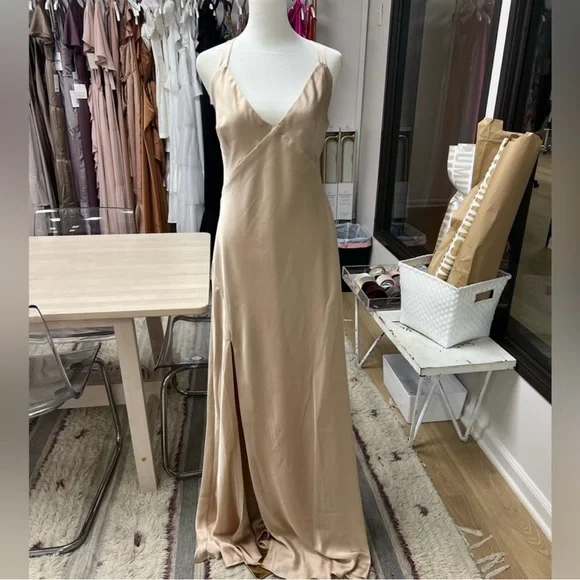 princess polly baby blue dress Show Me Your MuMu bridesmaid dress - champagne luxe satin main image 0